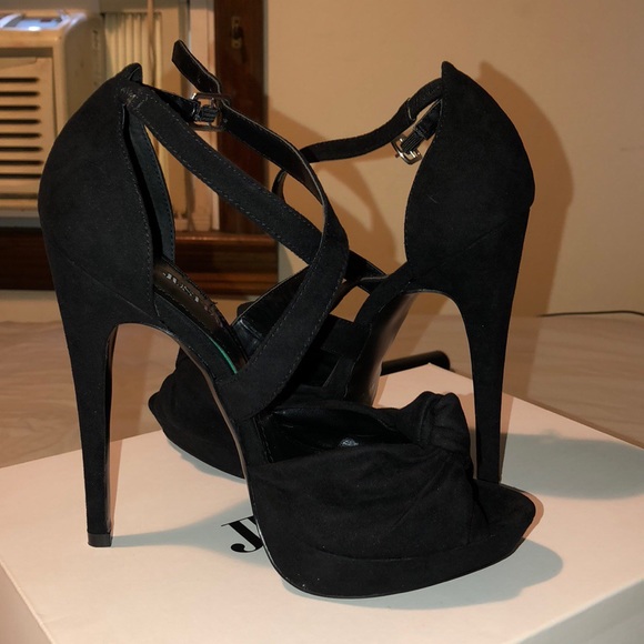 NWOT JustFab Strappy Black Heels - Picture 1 of 4